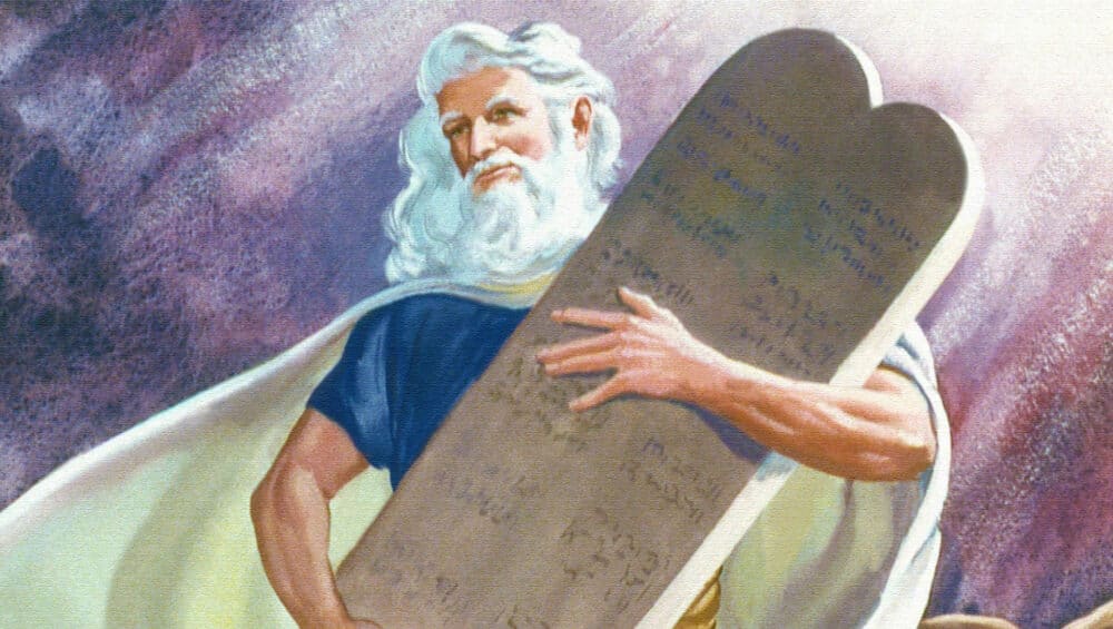 Ten Commandments. To confirm the words he had spoken to the people, God gave to Moses tablets of stone on which God Himself had written the ten commandments. credit: Moody Publishers / FreeBibleimages.org.