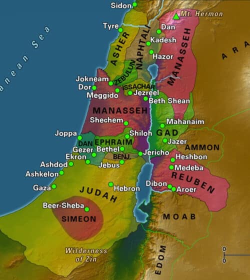 Israel's land divided Map of Israel's land divisions by tribe.