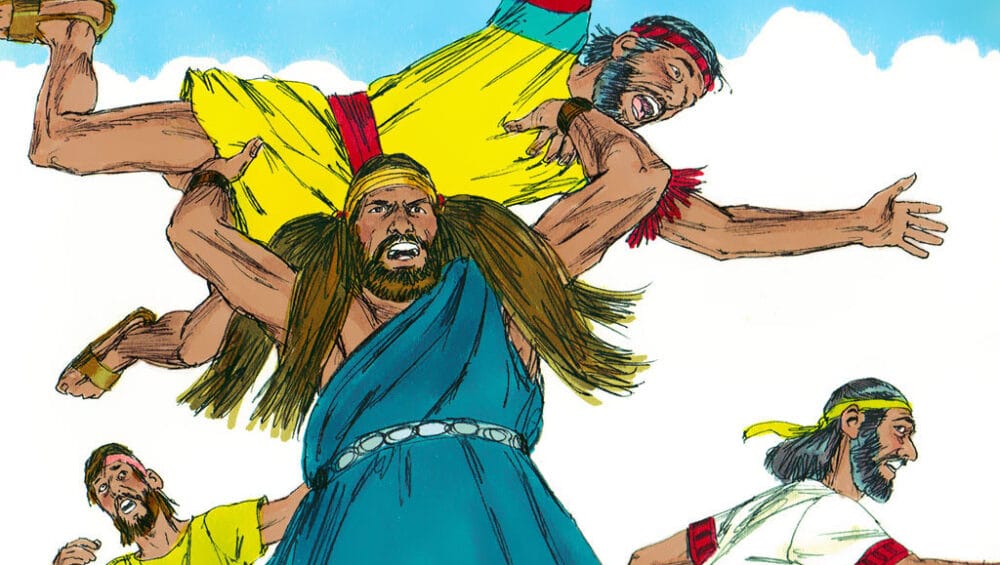 Samson became upset after being tricked and killed many Philistines in retaliation.
