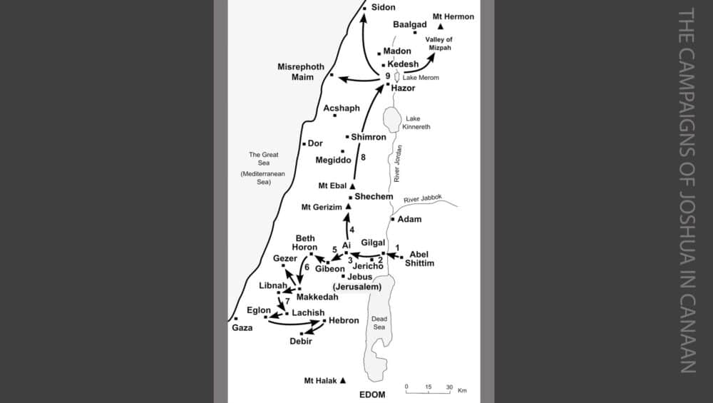Map of Joshua's campaigns in Canaan
