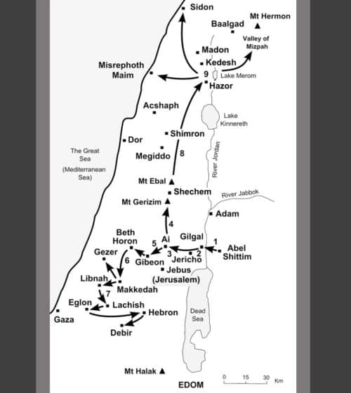 Map of Joshua's campaigns in Canaan