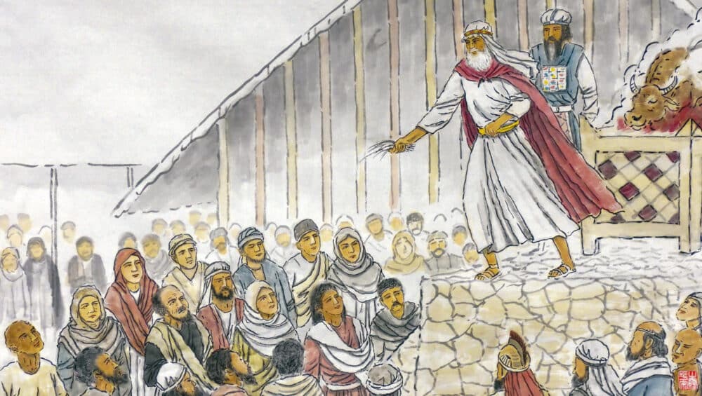 Blessings and curses. Moses renews Covenant with all of the Israelites